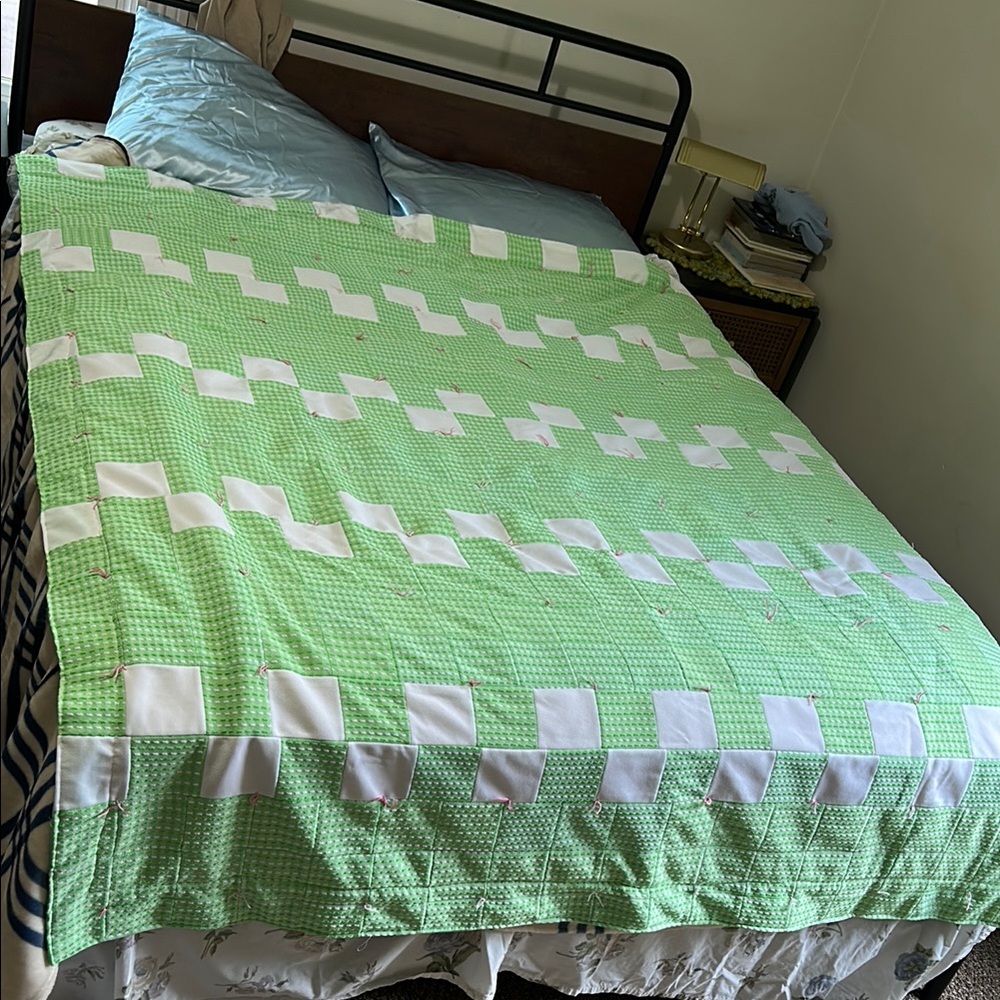 Matcha Checkered Patchwork Quilt